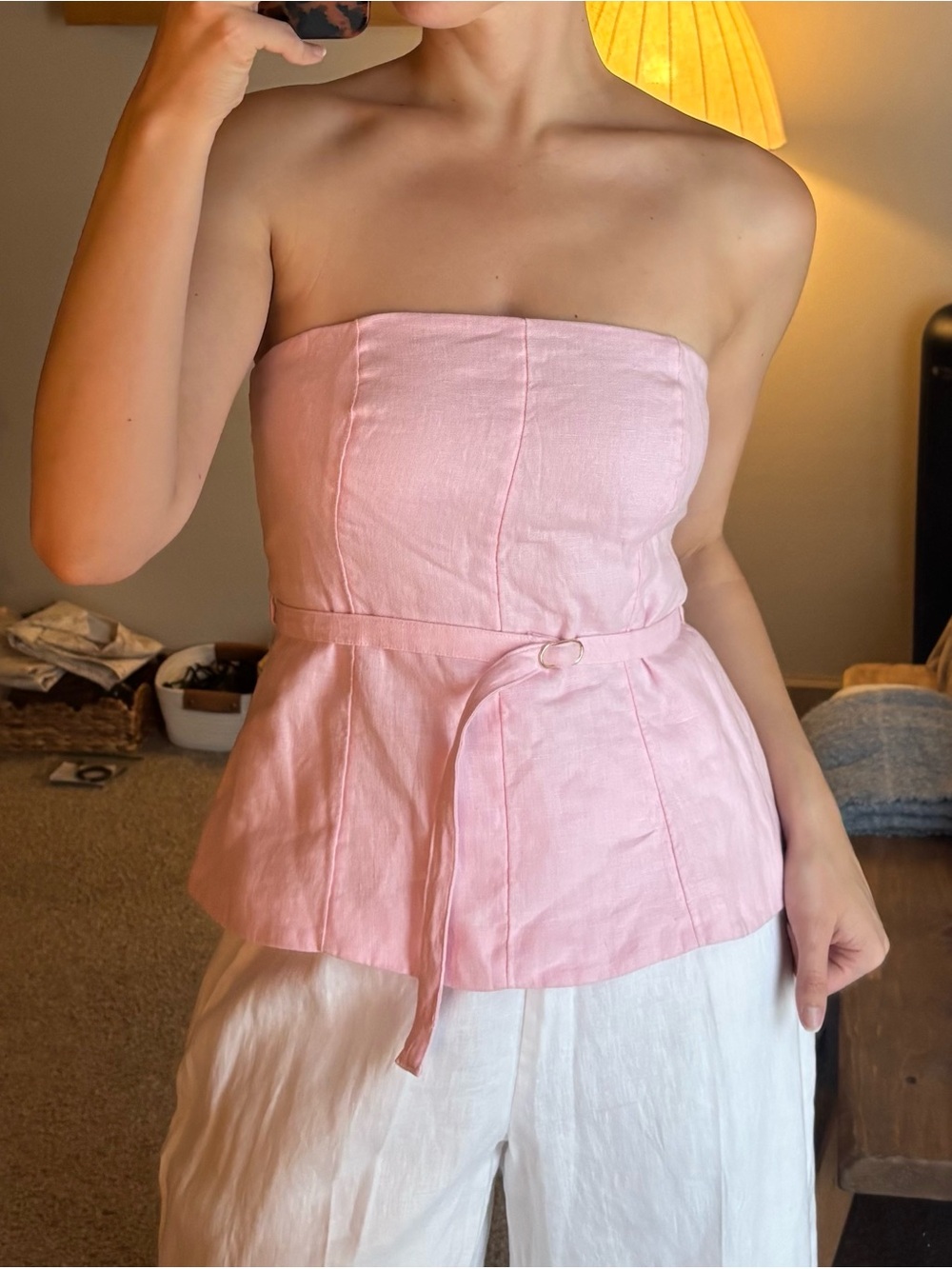 Abercrombie & Fitch Light Pink Linen Top with Tag